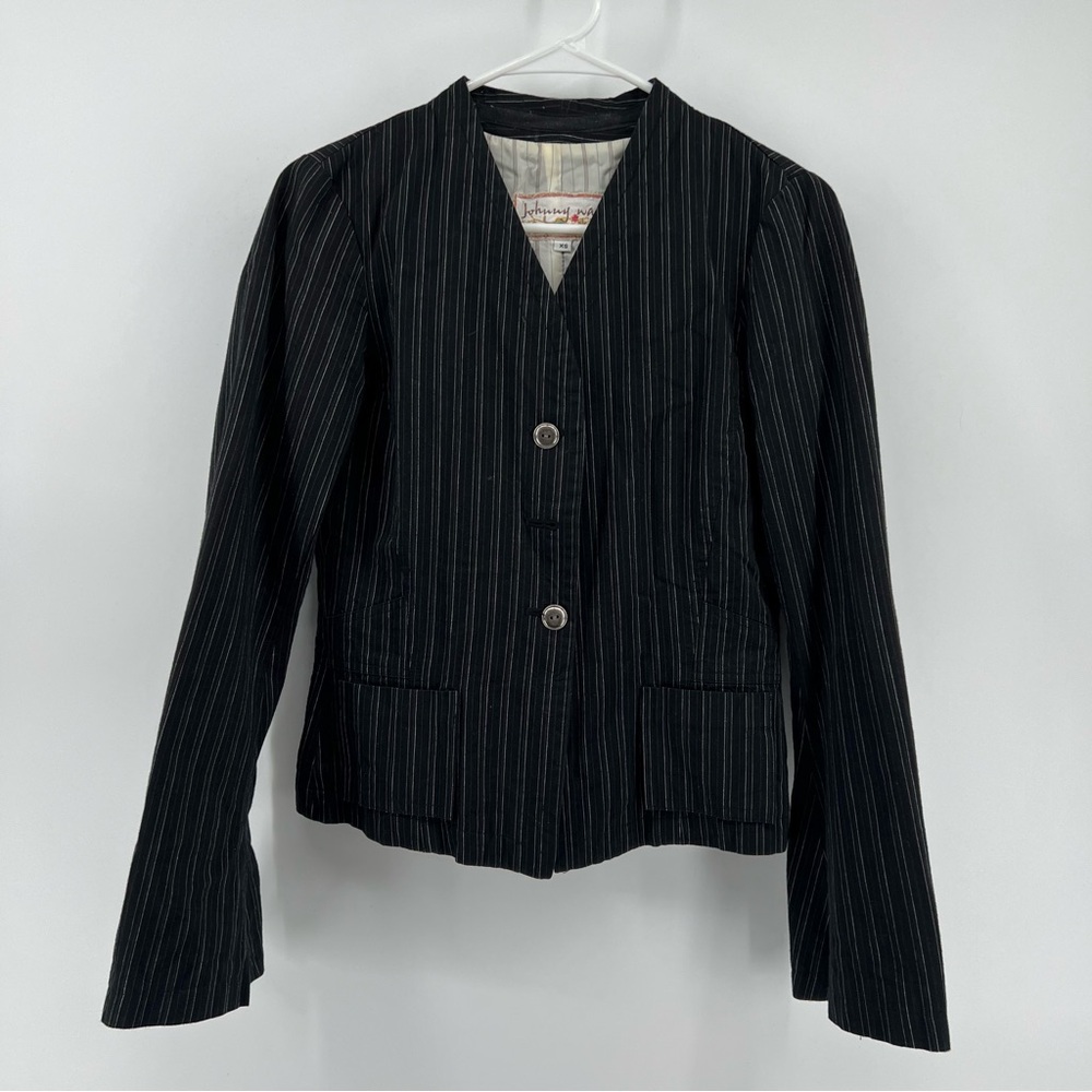 Johnny Was Charcoal Pinstripe Blazer